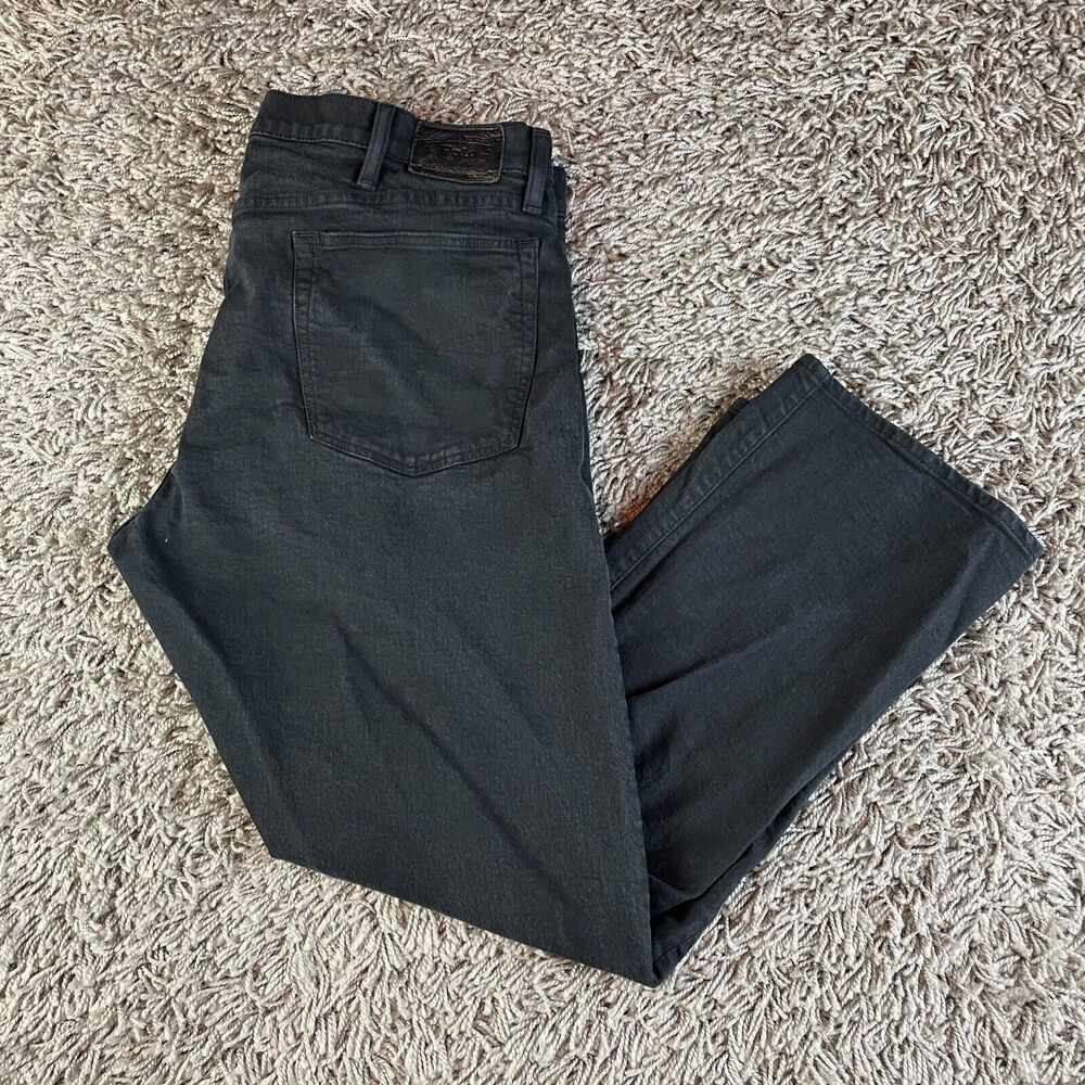 Polo Ralph Lauren Jeans Mens 40x32 Black The Classic Fit Denim Dark Wash Logo